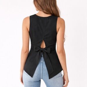 Express Black Sleeveless V-Neck Tie Back Blouse Size XS